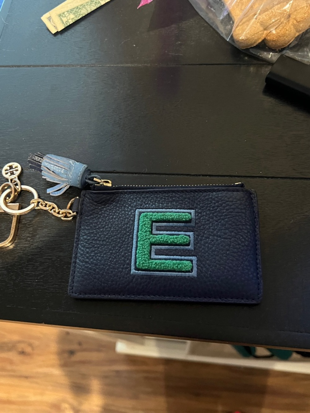 Tory Burch initial keychain wallet